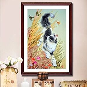 Framed Cat and Butterfly Art Print